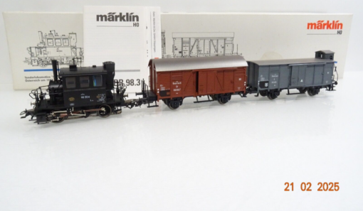 Märklin H0 28971 Österreich Dampflok Glaskasten mit 2 Güterwagen in OVP LE8825